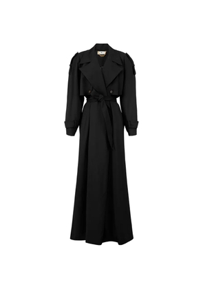 Elisabetta Franchi structured-shoulder belted trench coat - Black