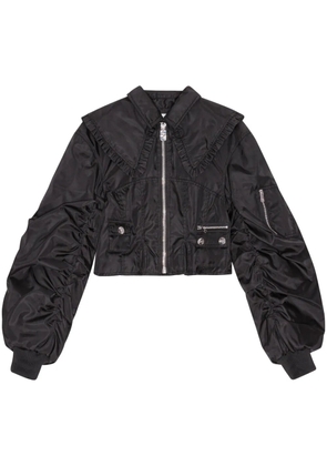 GANNI ruffle-collar bomber jacket - Black