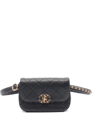 CHANEL Pre-Owned 2019 Chanel19 quilted leather belt bag - Black