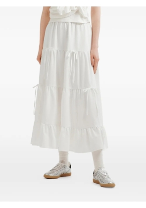 tout a coup tiered drawstring midi skirt - White