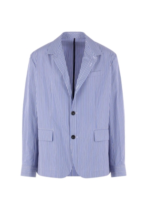 sacai single-breasted striped poplin jacket - Blue