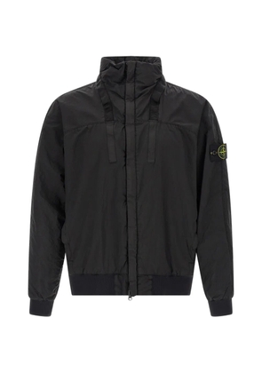 Stone Island ribbed metallic nylon bomber jacket - Black