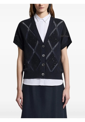 Peserico argyle V-neck cardigan - Black
