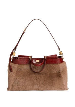 Dolce & Gabbana My Sicily shearling and alligator handbag - Neutrals