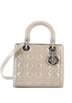 Christian Dior Pre-Owned Lady Dior Bag Cannage Quilt Patent Small satchel - Neutrals