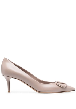 Valentino Garavani 75mm VLogo Signature leather pumps - Neutrals