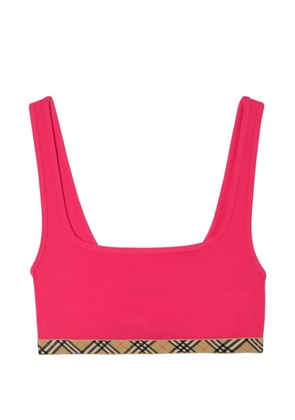 Burberry check trim bikini top - Red