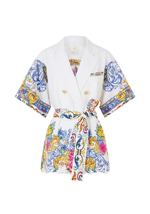 Camilla Milla in Sevilla double-breasted print jacket - White