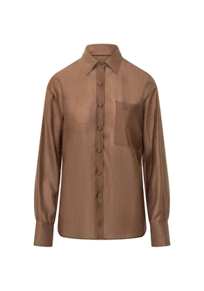LE SULLY STUDIO front-pocket shirt - Brown