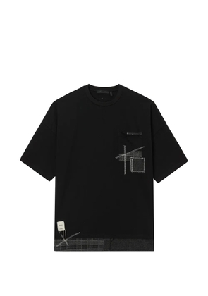 FIVE CM round-neck patchwork T-shirt - Black