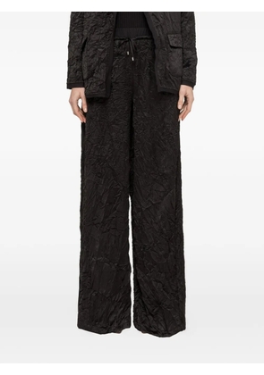 NISSA crinkle-effect wide-leg trousers - Black
