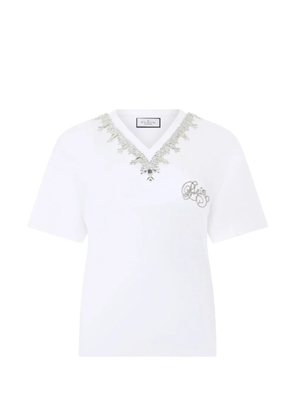 Philipp Plein embroidered V-neck T-shirt - White