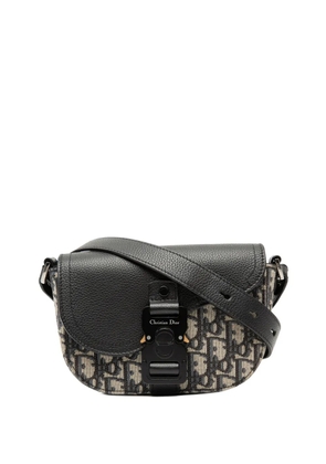 Christian Dior Pre-Owned 2022 Mini Oblique Canvas Saddle Buckle Messenger Bag crossbody bag - Blue