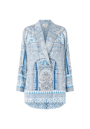 Camilla double-breasted patterned jacket - Blue