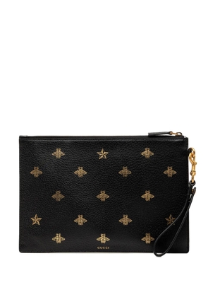 Gucci Pre-Owned 2000-2015 Leather Bee Star clutch bag - Black