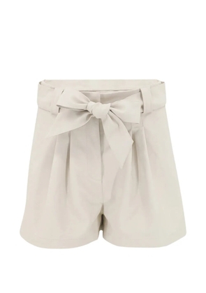 Christy Lynn Indigo bow-belt shorts - White