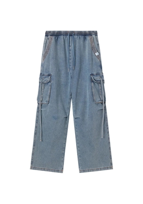 Mini Cream strap-detail cargo jeans - Blue