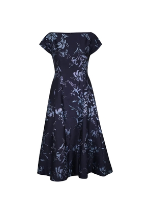 Lela Rose floral pattern midi dress - Blue