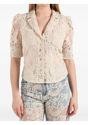 AMOSA floral lace shirt - Neutrals
