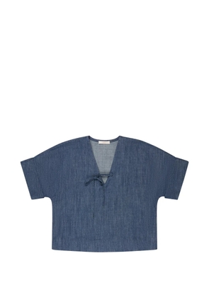 Glanshirt tie-detail denim T-shirt - Blue