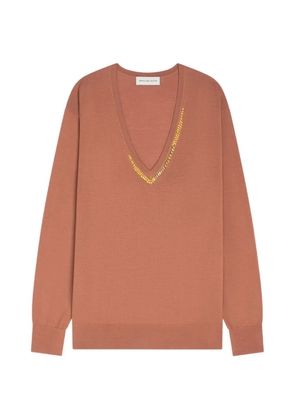 DRIES VAN NOTEN V-neck embellished knitwear - Brown
