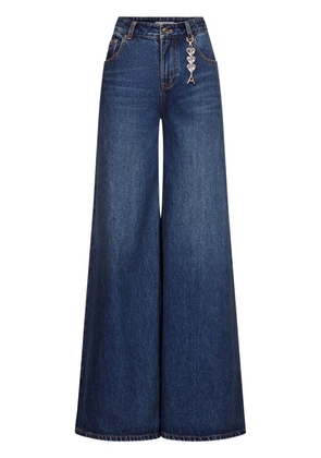 AREA Crystal Heart Charm wide-leg jeans - Blue