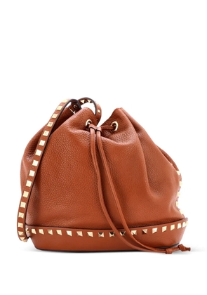Valentino Garavani Pre-Owned Rockstud Top Handle Leather Small bucket bag - Brown