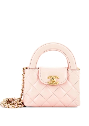 CHANEL Pre-Owned Kelly Top Handle Shopping Bag Quilted Shiny Aged Calfskin Nano crossbody bag - Pink