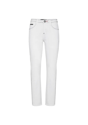 Philipp Plein crystal embellished slim-fit jeans - White