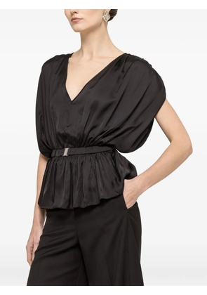 NISSA belted V-neck top - Black