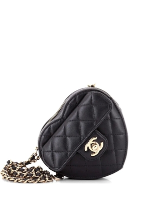 CHANEL Pre-Owned CC in Love Heart Clutch with Chain Quilted Lambskin crossbody bag - Black