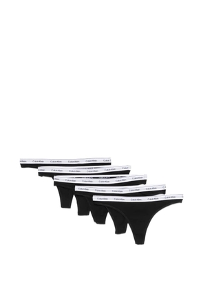 Calvin Klein logo-waistband thongs (set of five) - Black