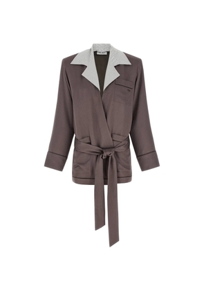 The Attico houndstooth striped blazer - Brown