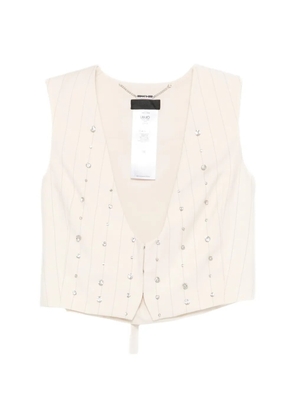 LIU JO rhinestone striped waistcoat - Neutrals