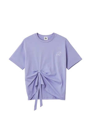 b+ab tie-front embroidery-detail T-shirt - Purple