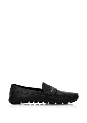 Philipp Plein logo lettering leather loafers - Black