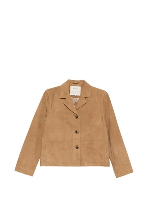 YERSE notched-lapel suede jacket - Brown
