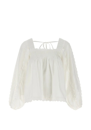 FARM Rio pleat long-sleeve blouse - White
