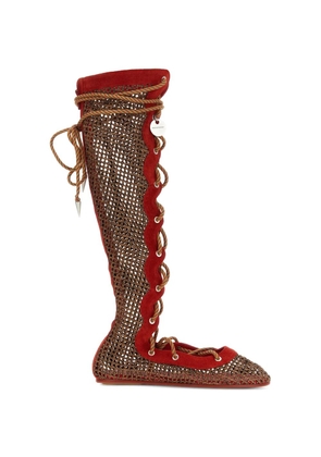 Kiko Kostadinov reticella mesh suede boots - Brown