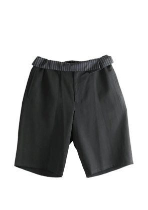 Yohji Yamamoto striped-waistband cropped trousers - Black