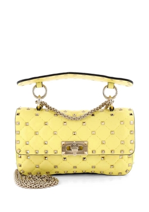 Valentino Garavani Pre-Owned Rockstud Spike Flap Bag Quilted Leather Small crossbody bag - Yellow