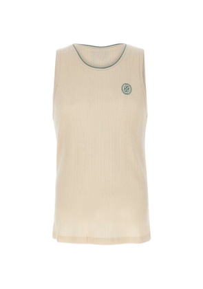 Drôle De Monsieur ribbed embroidered top - Neutrals