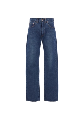 Maison Kitsuné x Kuro Voyage logo patch five-pocket jeans - Blue