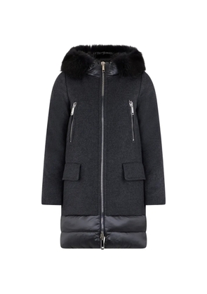 Moorer fur trim zip coat - Grey