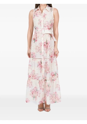 AMOSA floral print broderie dress - Neutrals
