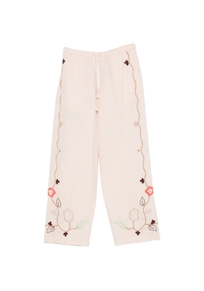 Forte Forte floral-embroidered trousers - Neutrals