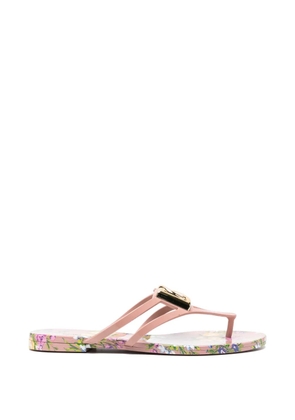 Dolce & Gabbana floral logo flip-flops - Pink