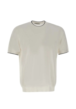 Kangra ribbed trim cotton sweater - White