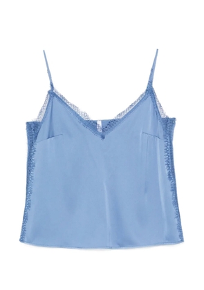 IMPERIAL lace-detail V-neck top - Blue