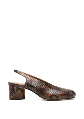 Vic Matie Caguas reptile-effect slingback pumps - Brown